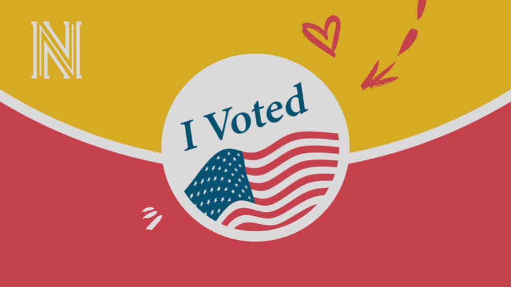 Koch Comm's designed "I Voted" sticker for the Norman Public Schools bond campaign.