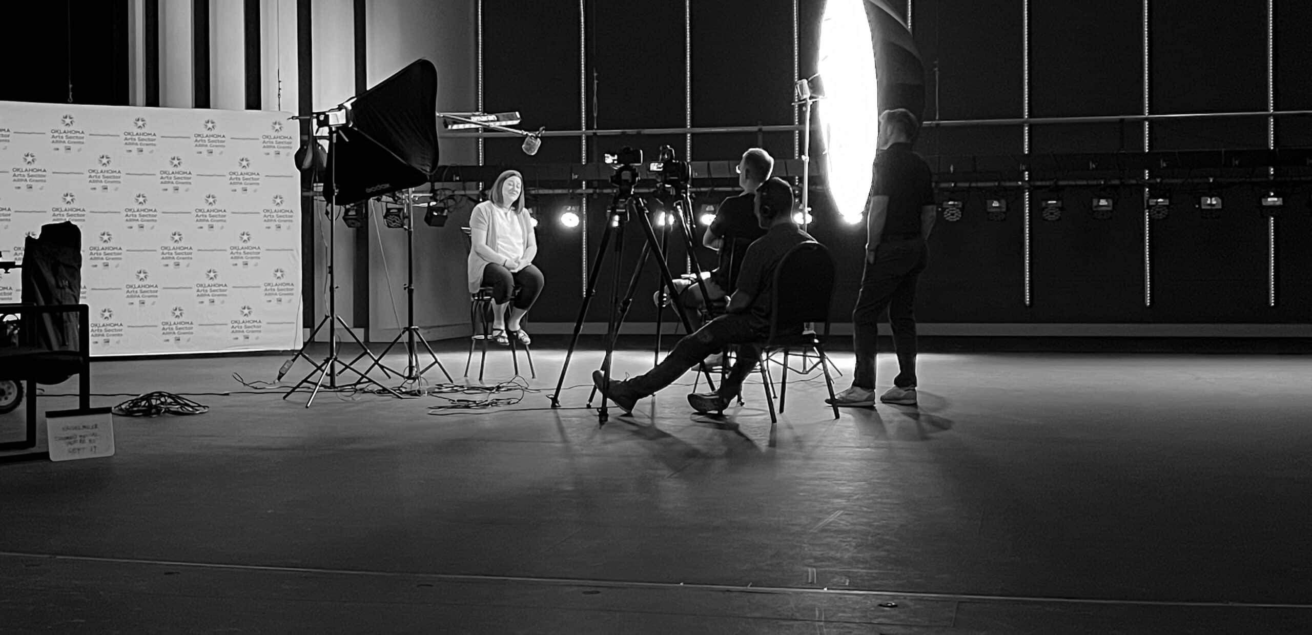 The Koch Comm team interviewing an arts organization for the Oklahoma Arts Council.