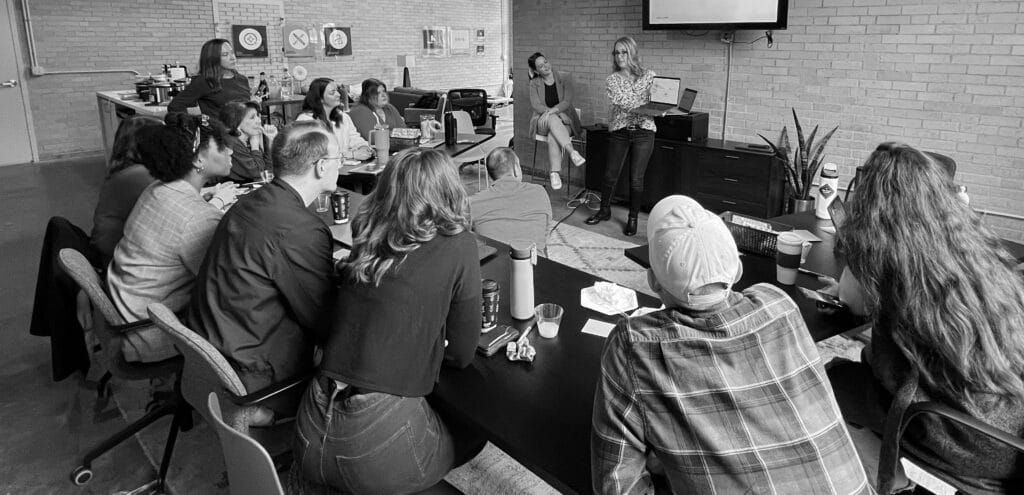 The Koch Comm team interacting and engaging at a company staff retreat.